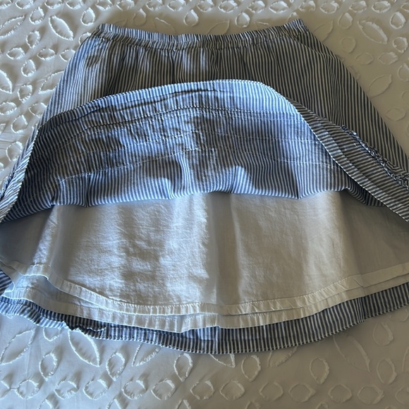 L.L. Bean - Girls Blue and White Pinstripe Lined Ruffle Skirt - Picture 3 of 4